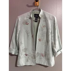 Positive Attitude Linen Blend Floral Embroidered Blazer Mint Green Size 6P